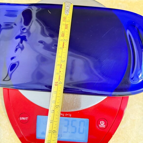 Cobalt Blue Melted Flat Wine Bottle Wall Decor/Serving Dish - Picture 5 of 6